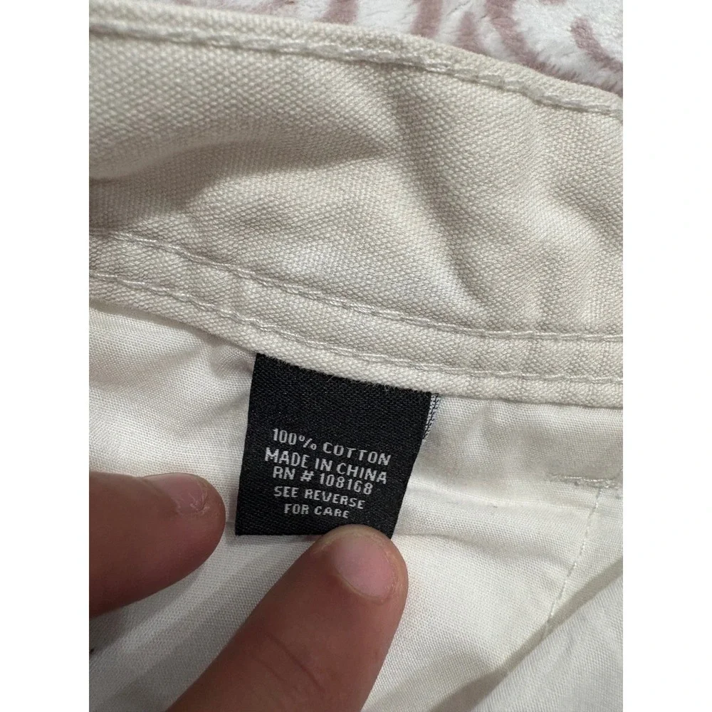 RSQ Loose Fit Cargo Pants Mens 31x30 Cream Off White Cotton Utility Wide Leg